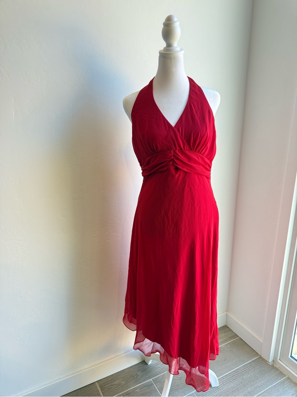Bisou Bisou Red One-Shoulder Halter Midi Dress